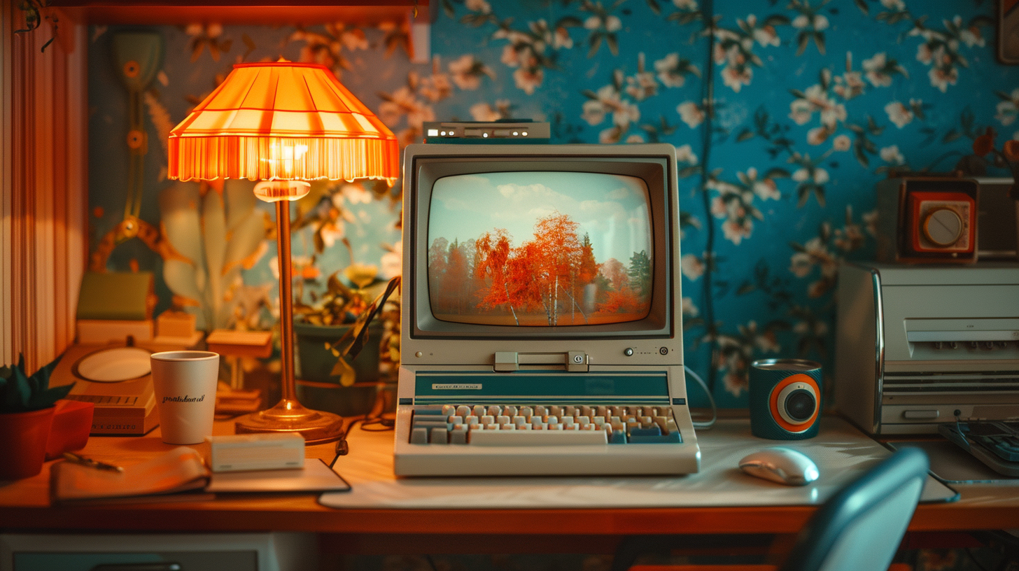 Desktop computer mouse in Wes Anderson style