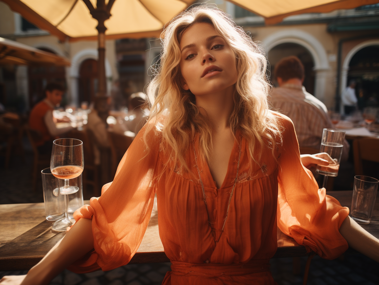 Blond girl yearning for Aperol Spritz