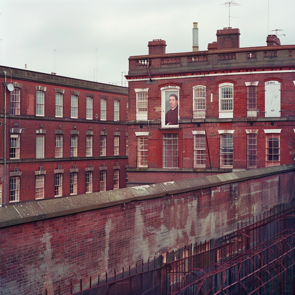 Despondent White Prisoner Red-Brick Prison