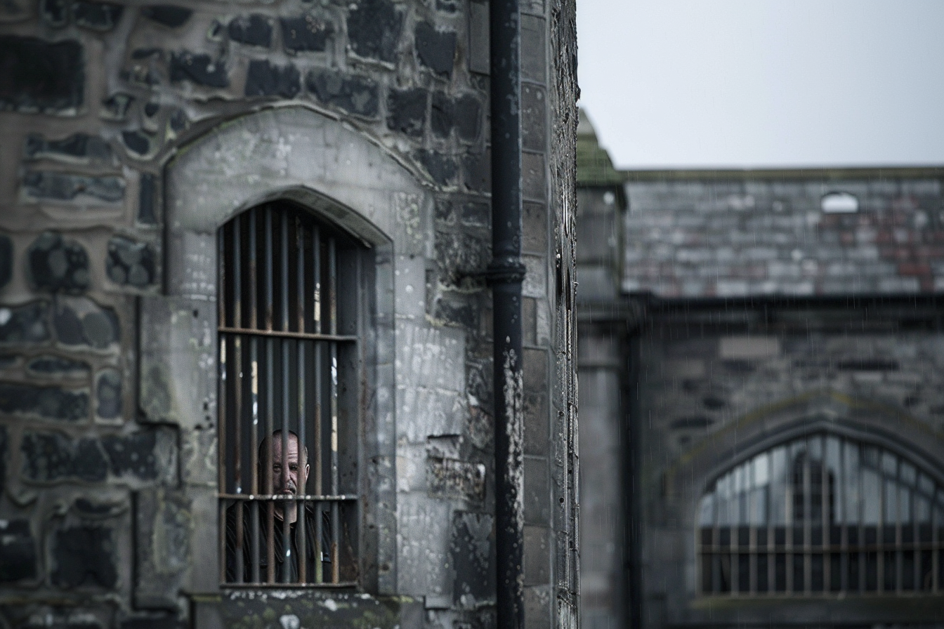 Middle-aged white man in prison