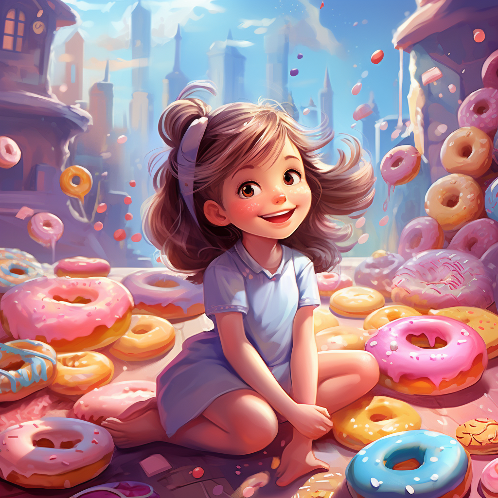 Little girl enjoying a scrumptious doughnut