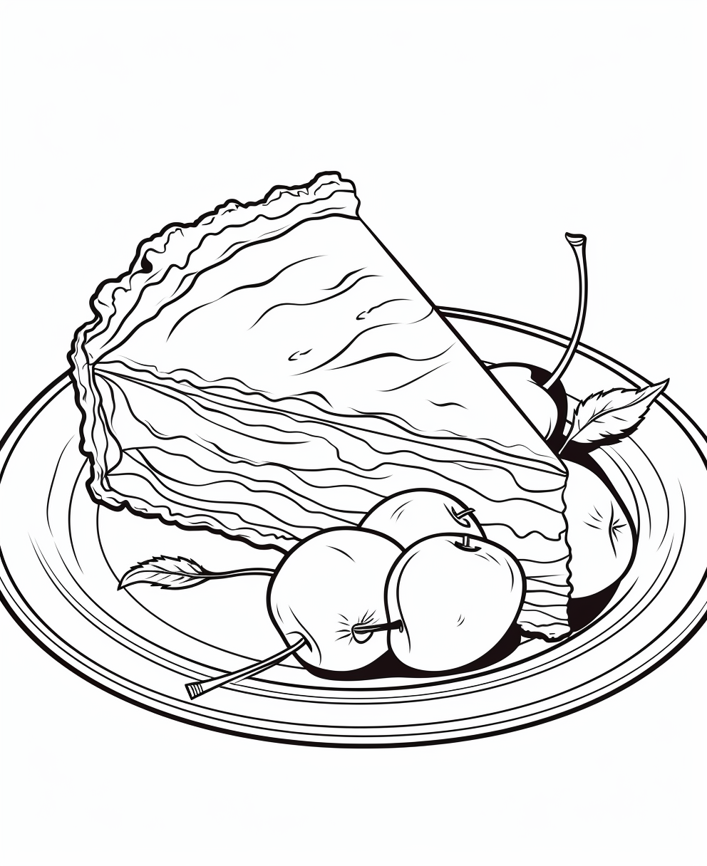 Cartoon slice of pie coloring page