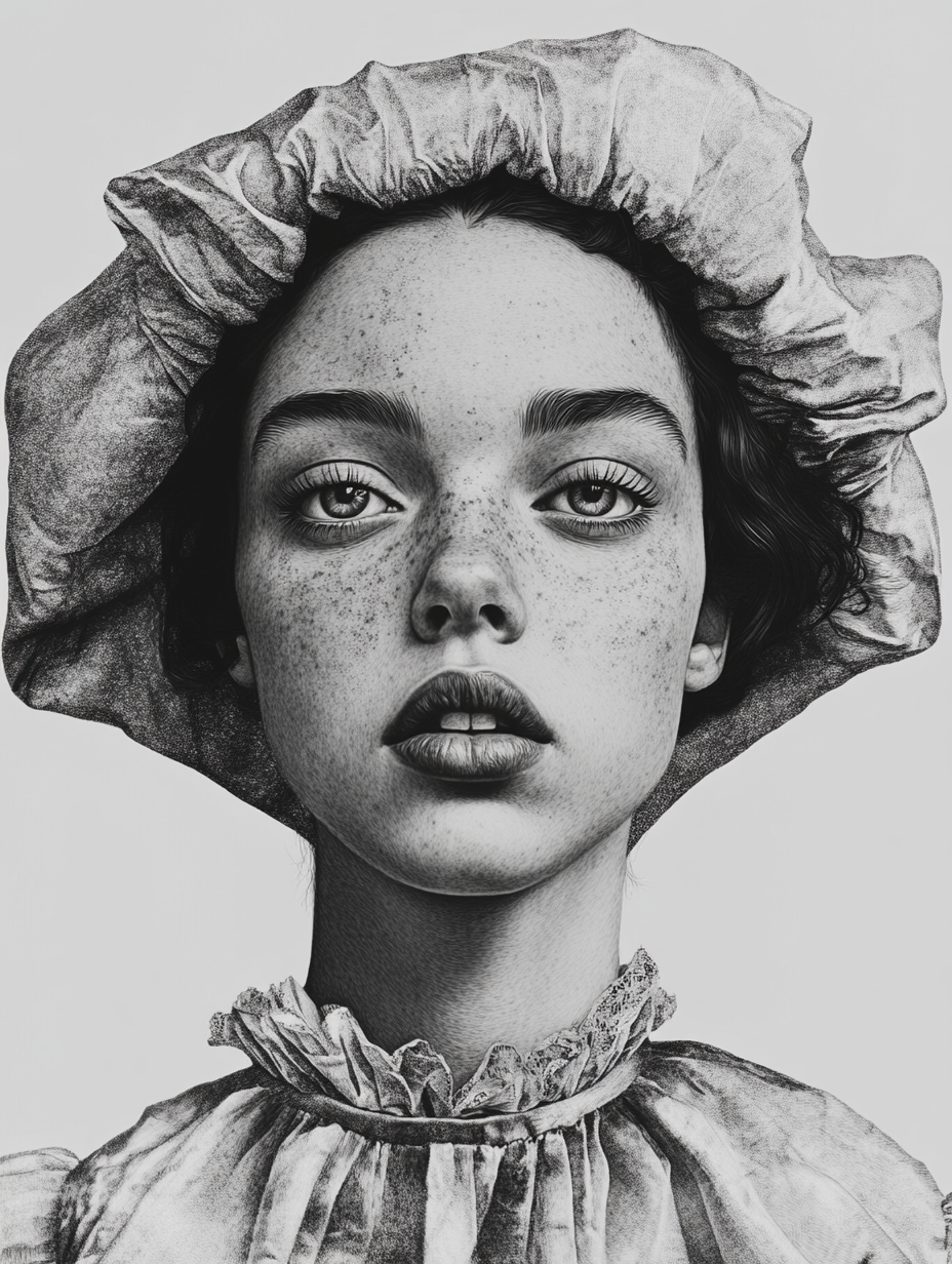 Detailed black and white royal portrait