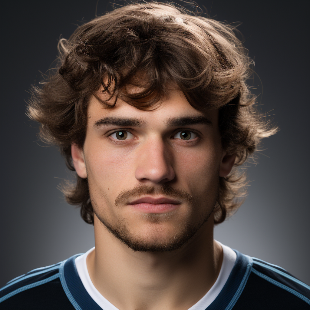 Eastern male ice hockey player with detailed headshot