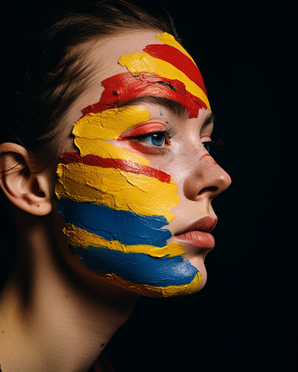 Woman with Half-Painted Face looking artistic