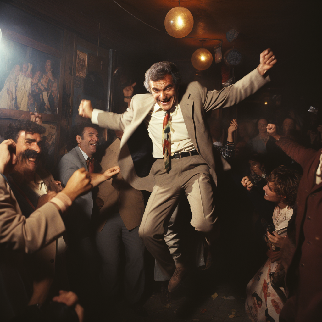 Detective Columbo dancing at illegal rave