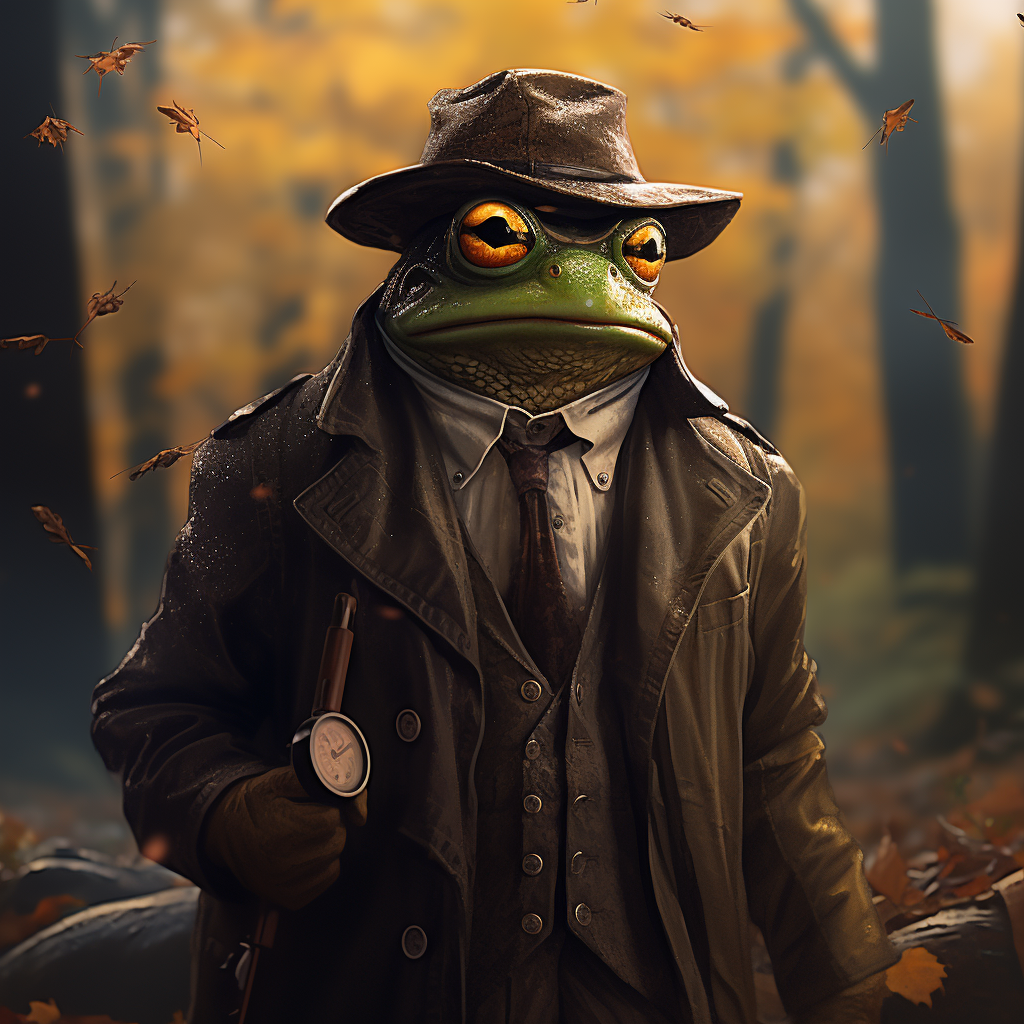 Detective Toad with eyepatch and magnifying glass