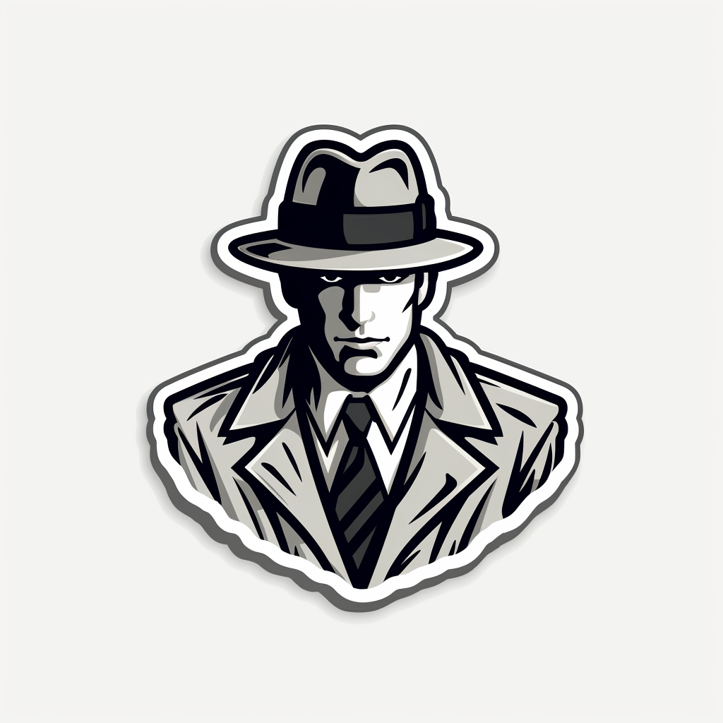 Detective Vector Sticker in Black and White