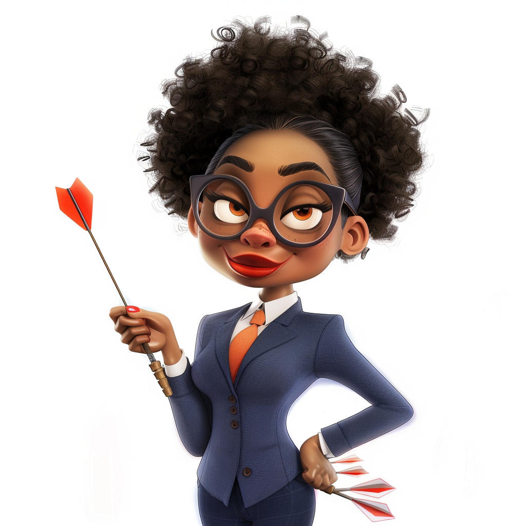 Black woman holding dart excitedly