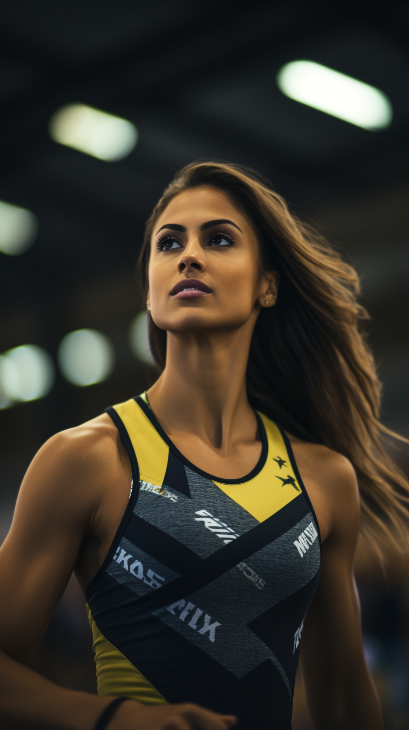 Candid shot of determined Brazilian woman athlete