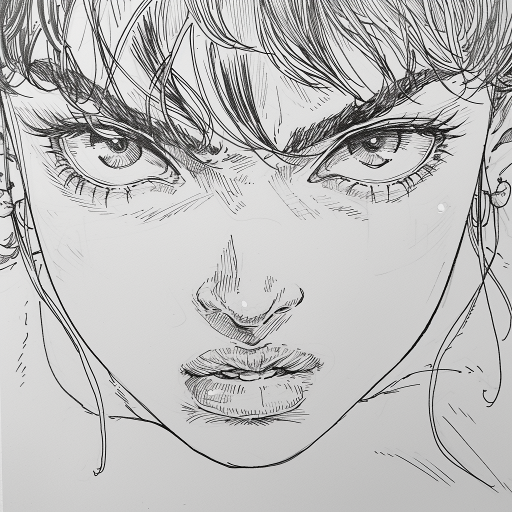 Determined girl with Hirohiko Araki style