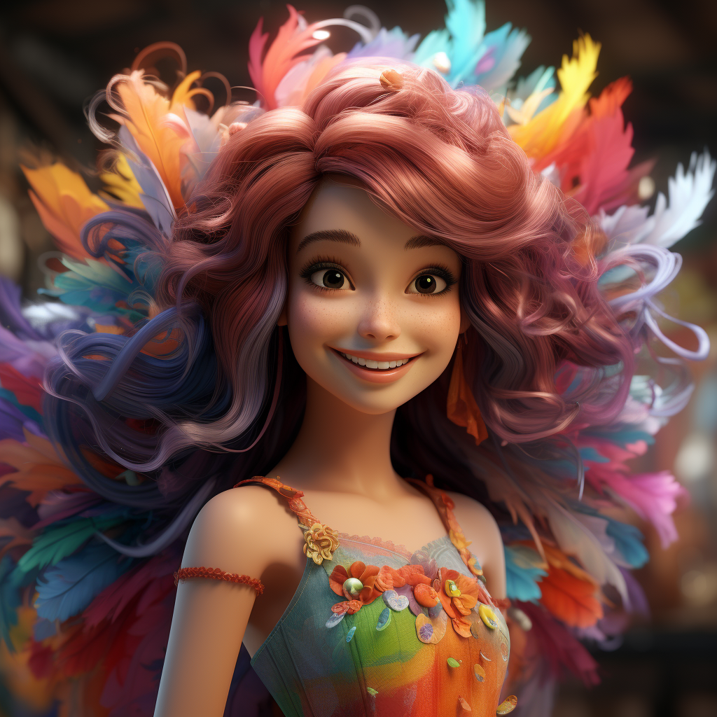 Smiling pixie in vibrant colors