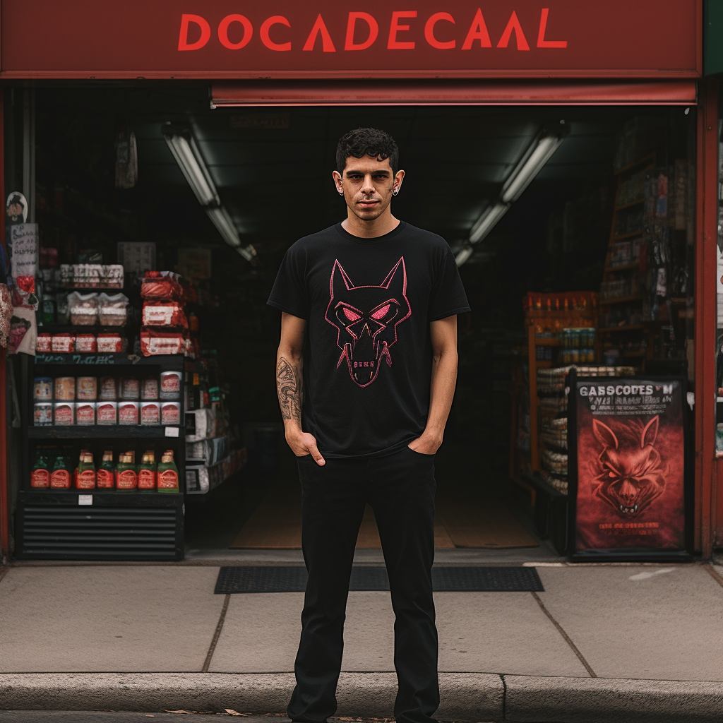 Devil in front of bodega store