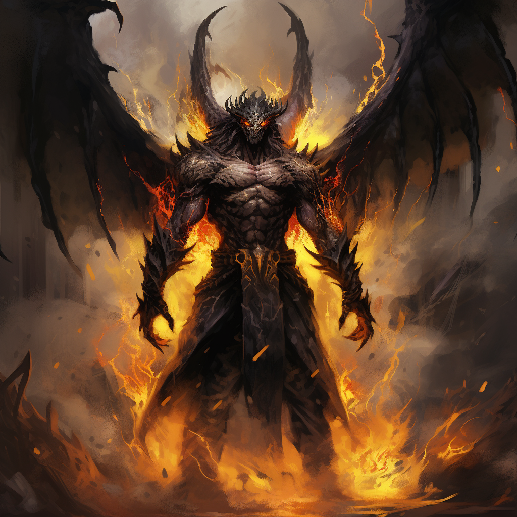 Devilish DnD Artwork with Fiery Wings