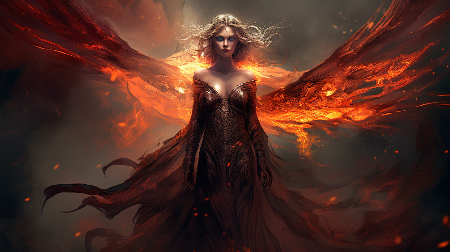 Woman with devilish power illustration