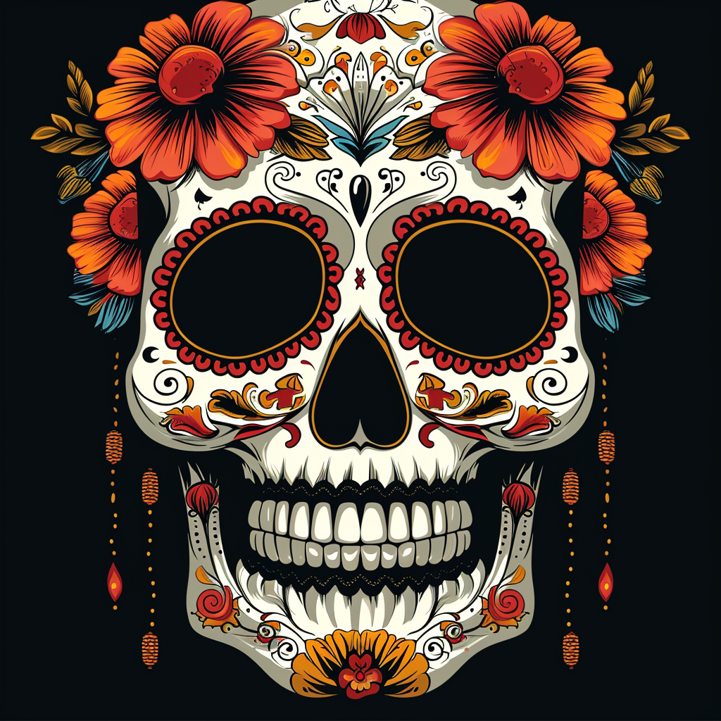 Colorful Dia de los Muertos skull