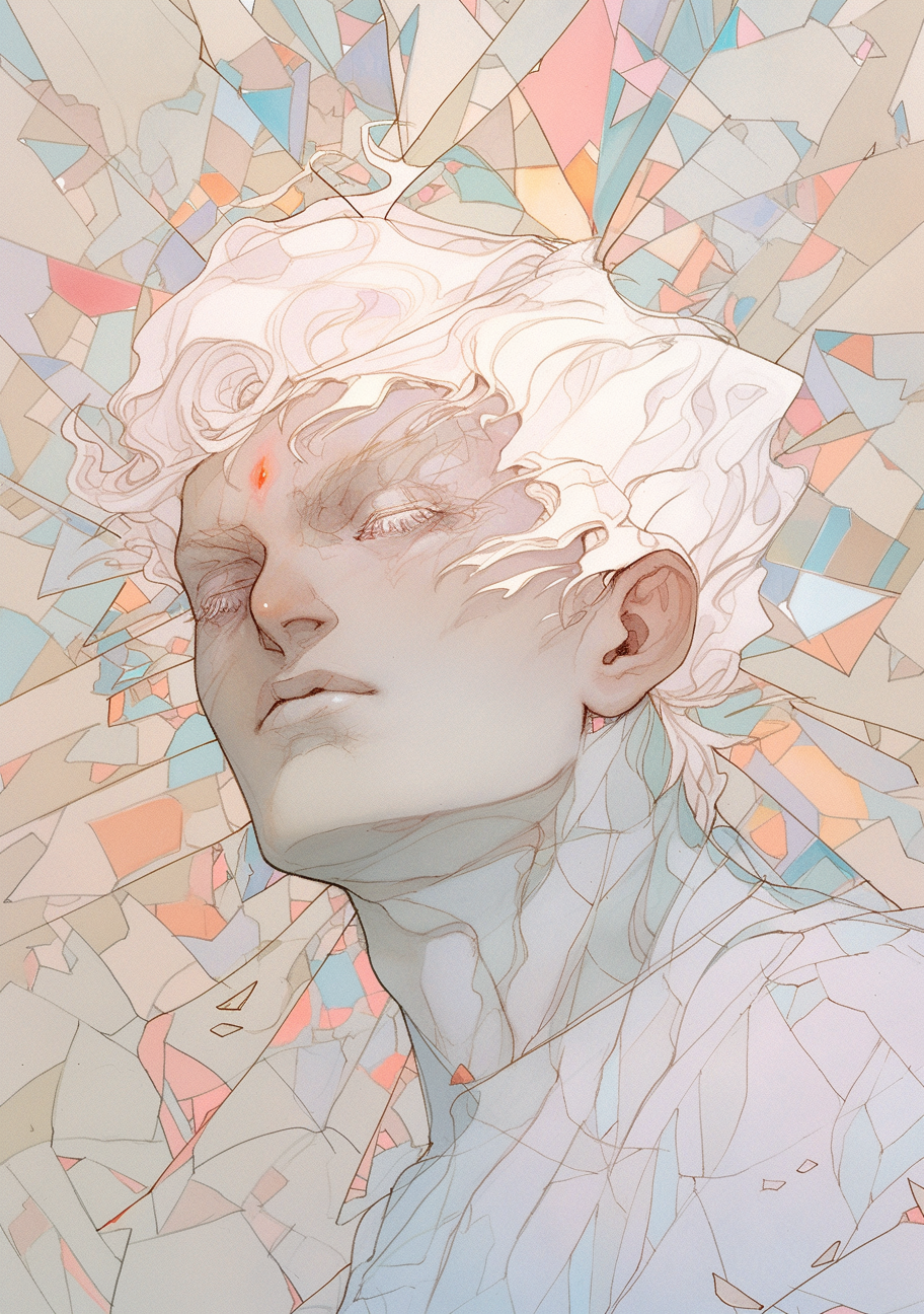 Diamond brain boy shining brightly with polygons