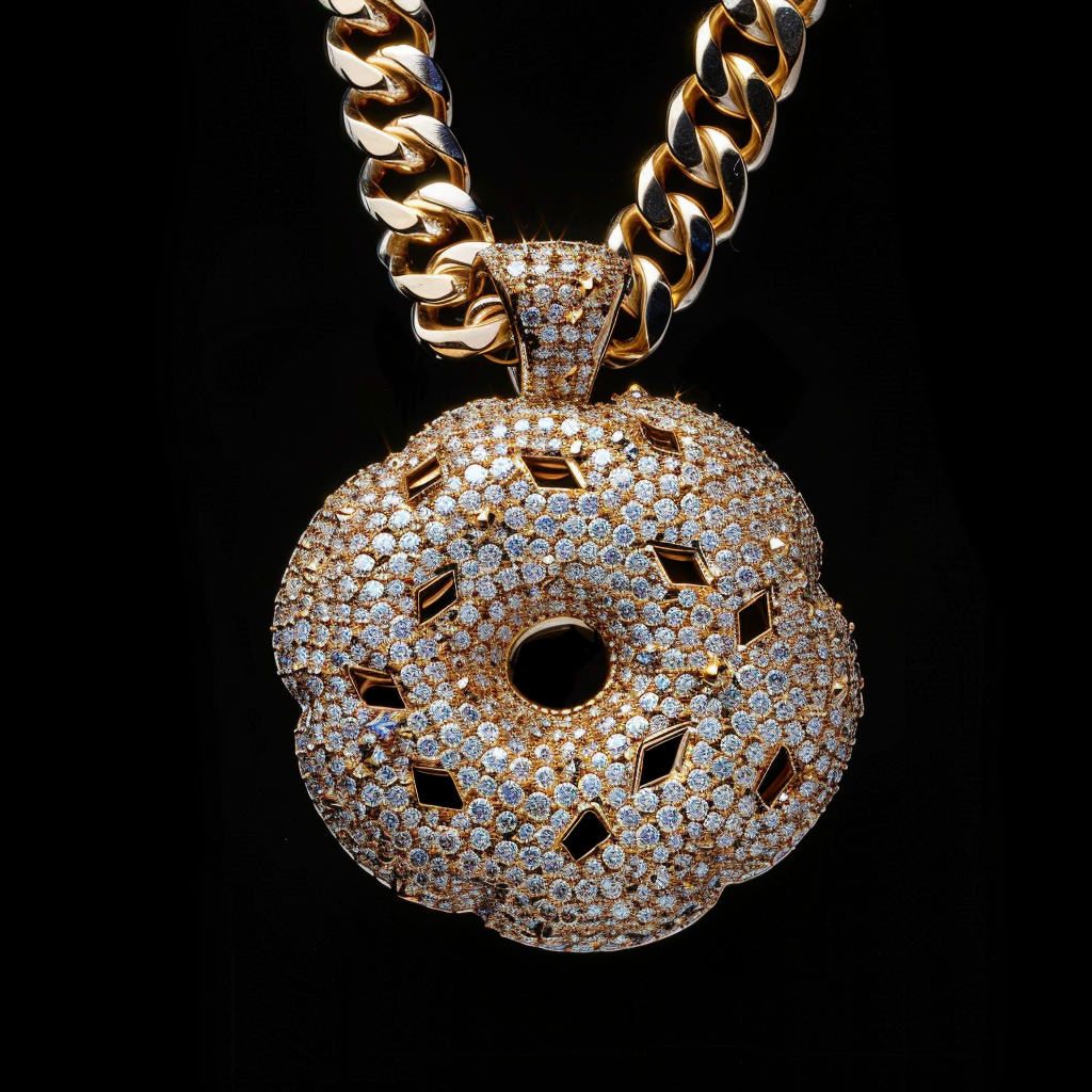 Large diamond chain with cookie pendant