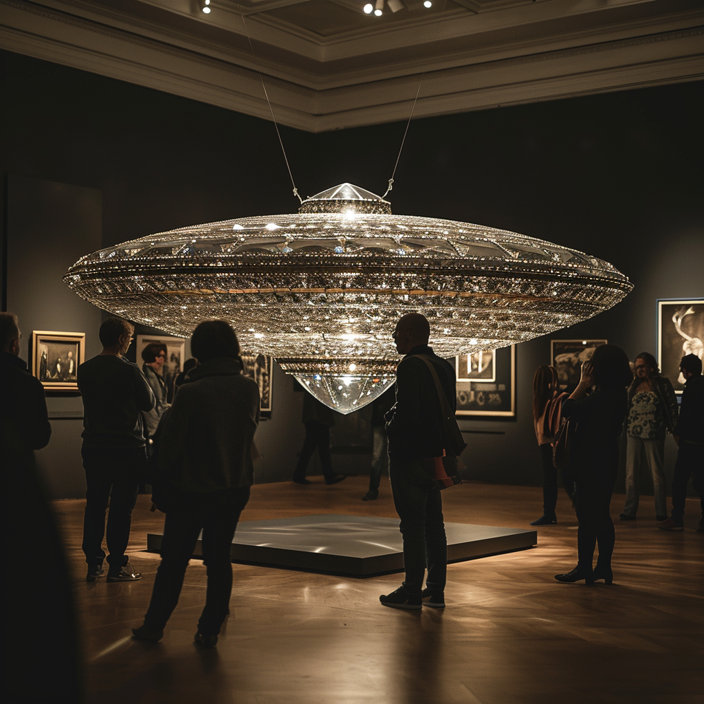 Crowd Admiring Diamond Flying Saucer