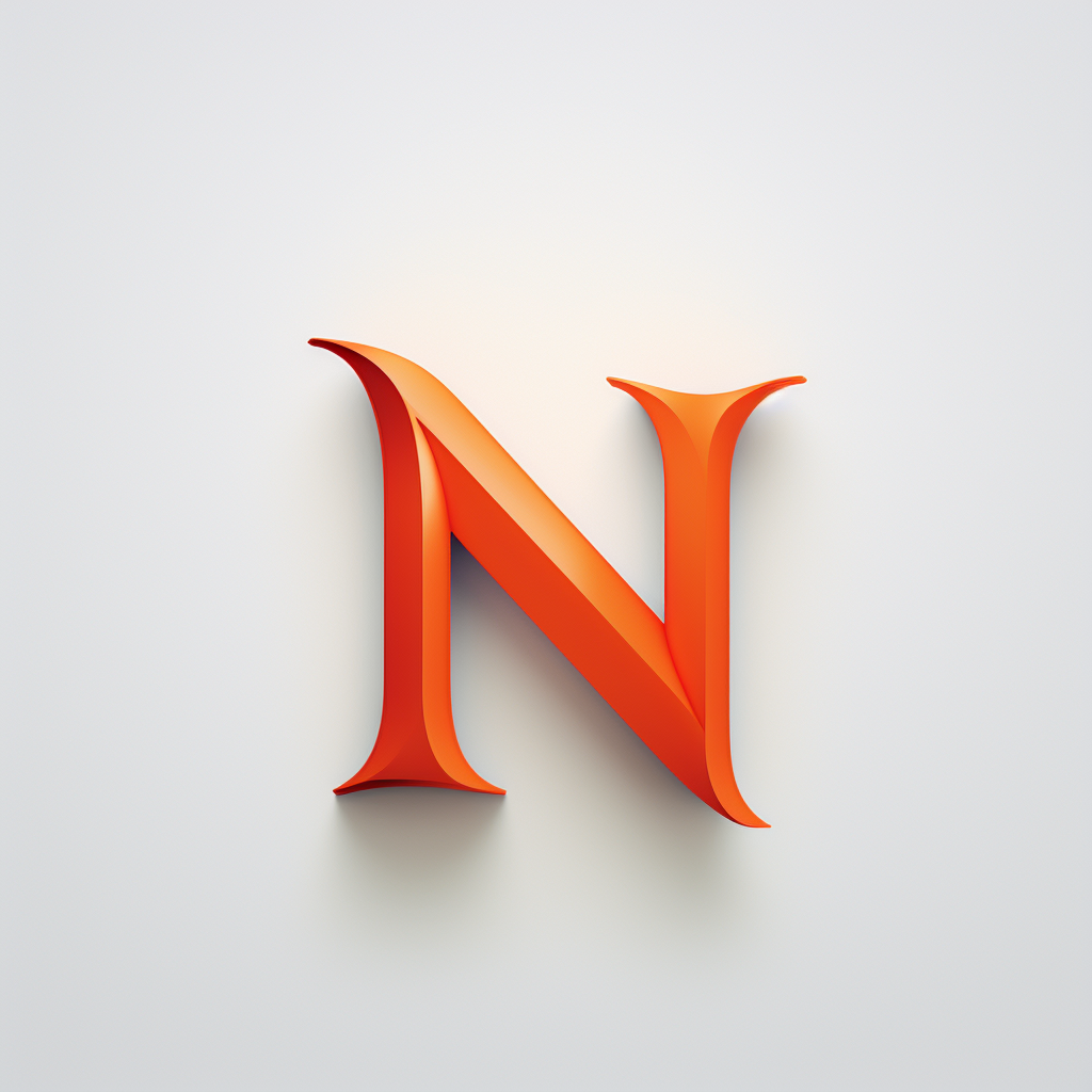 Orange N-shaped modern dictionary logo