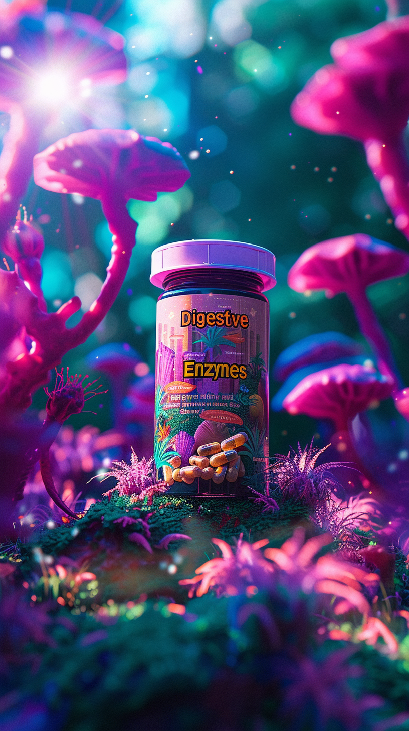 Digestive Enzymes Container in Nature Sunlight