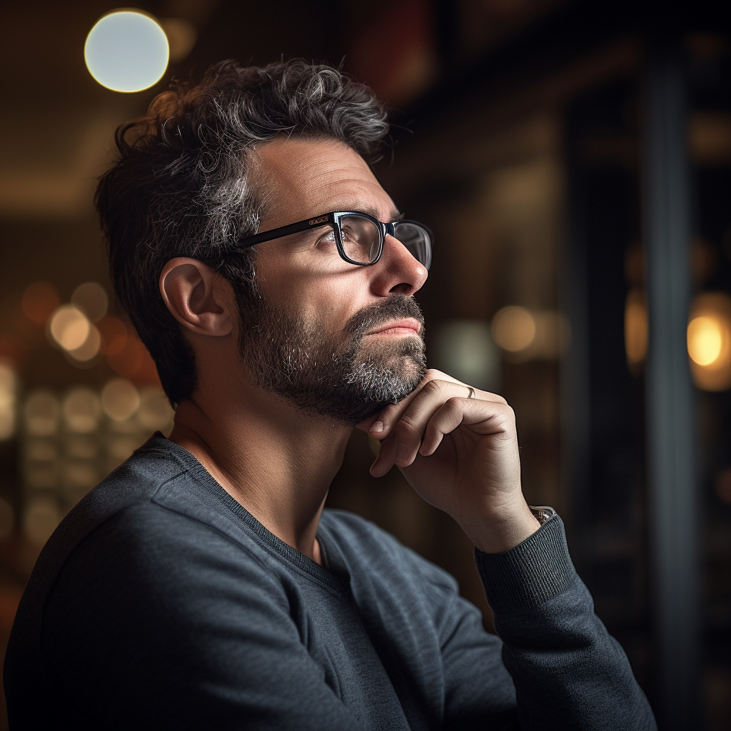 Man in Digital Marketing Contemplating Decision