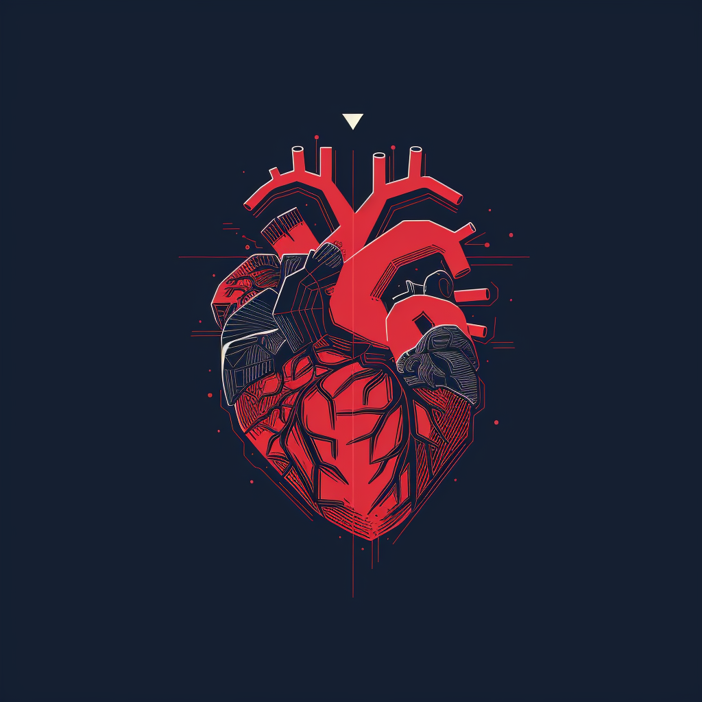 Anatomically correct heart in digital minimalist style