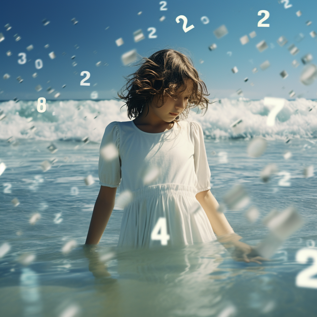 Young girl with film camera by the ocean