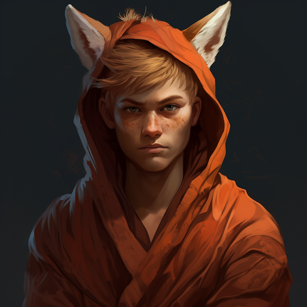 Digital Paint of Young Male Fox Ears Monk