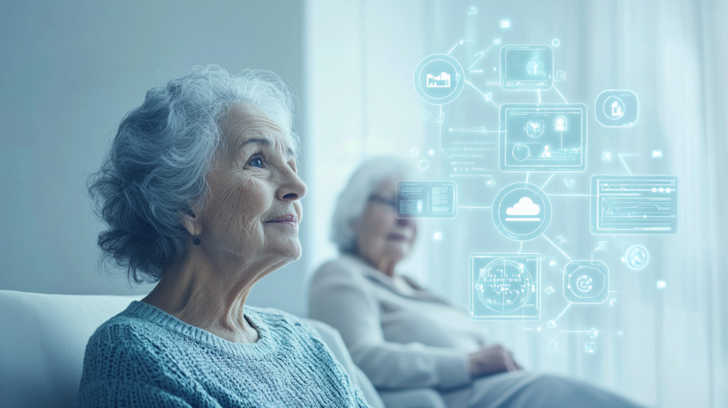 Modern IT Icons with Senior Caregiver