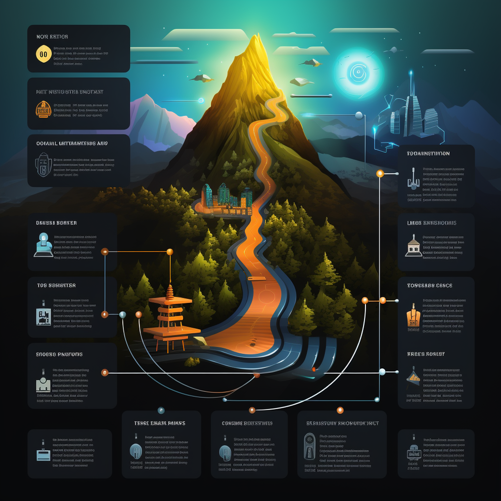 Digital roadmap infographic showing steps in project