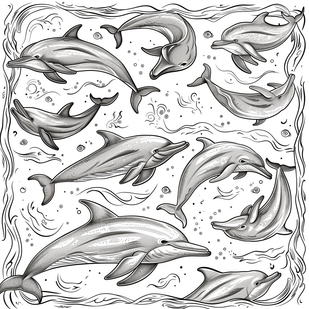 Dolphins in Black and White