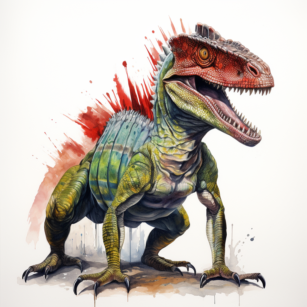 Dilophosaurus Dinosaur on White Background