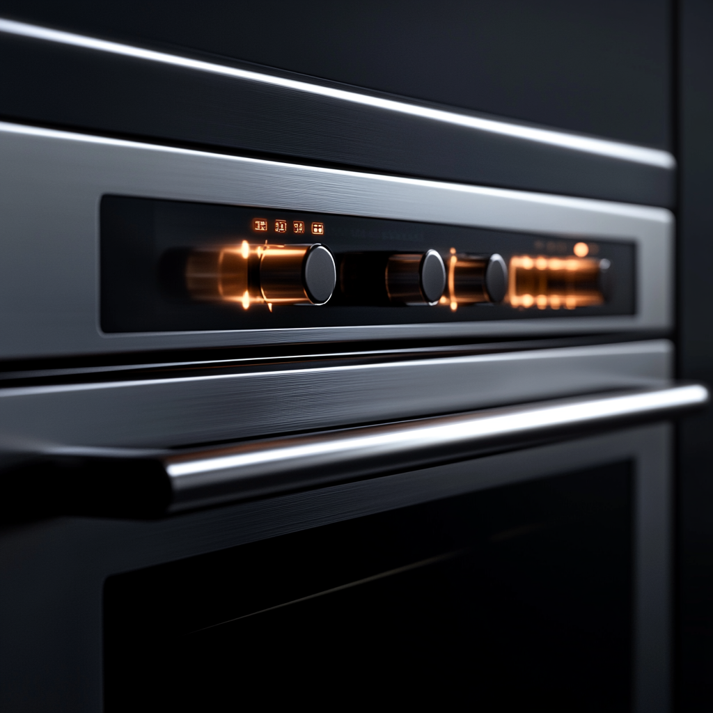 Glowing stainless steel oven display