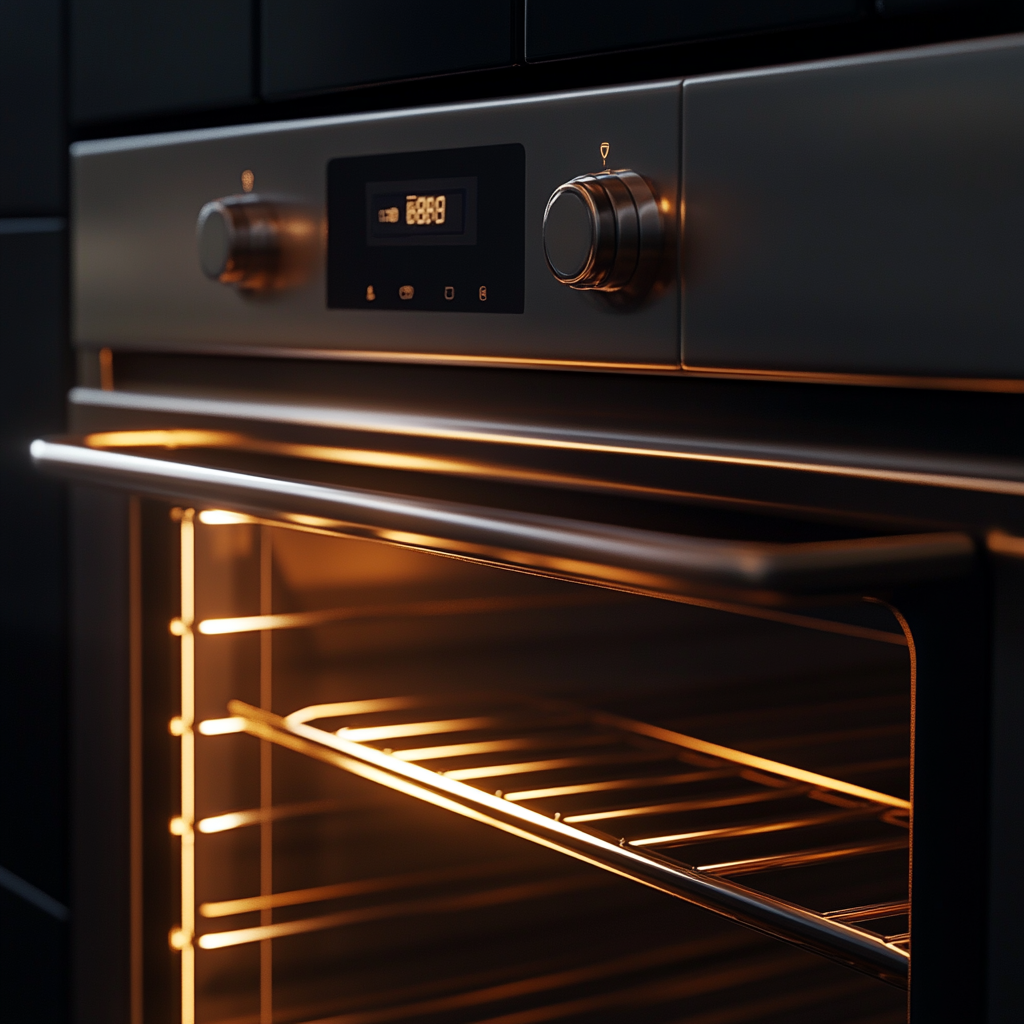 Detailed single wall oven closeup