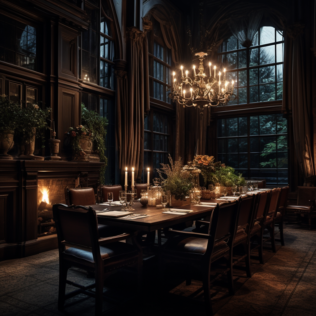 Dimly Lit Luxury Dining Room