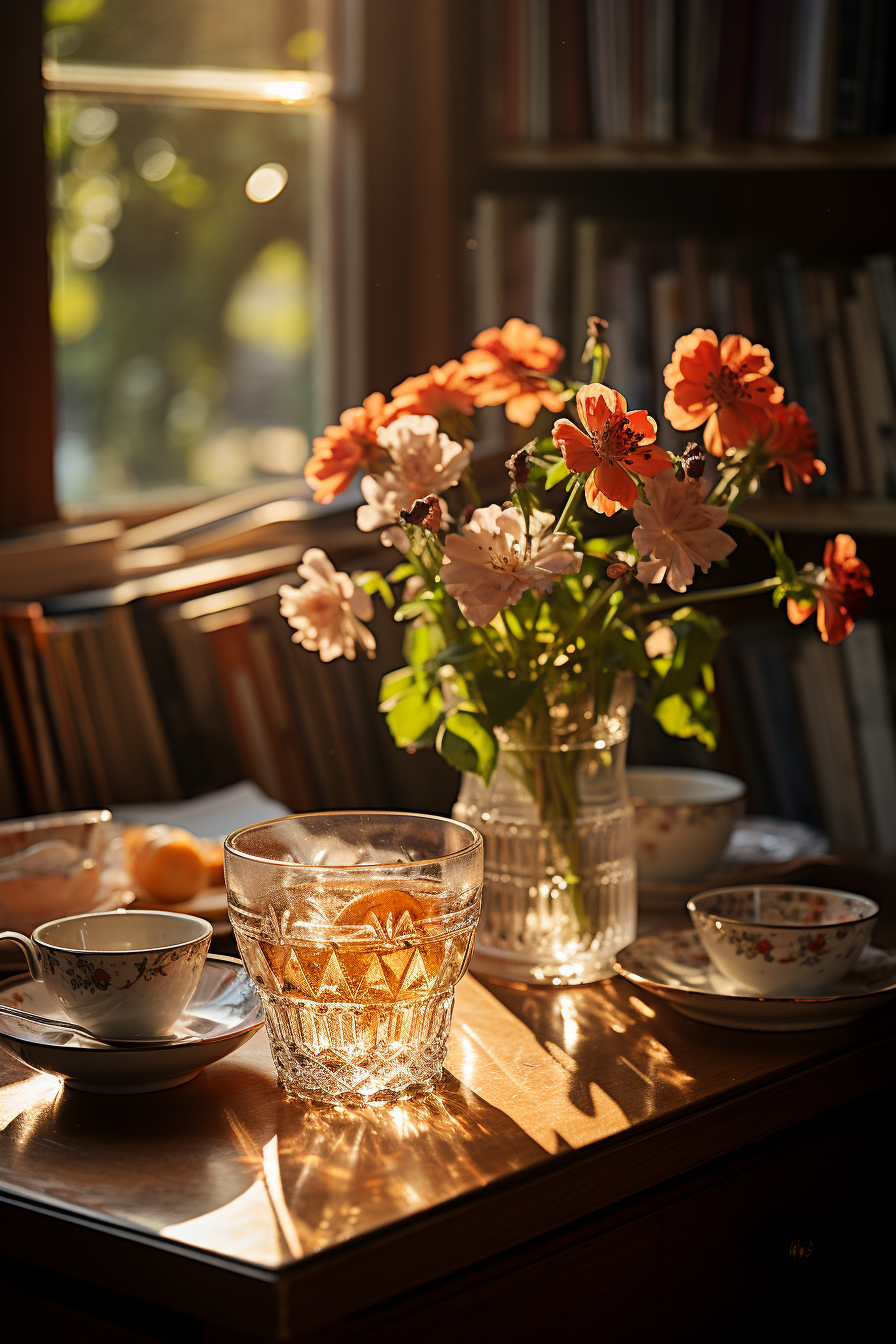 Coffee Cup, Salad Bowl, and Bookcase