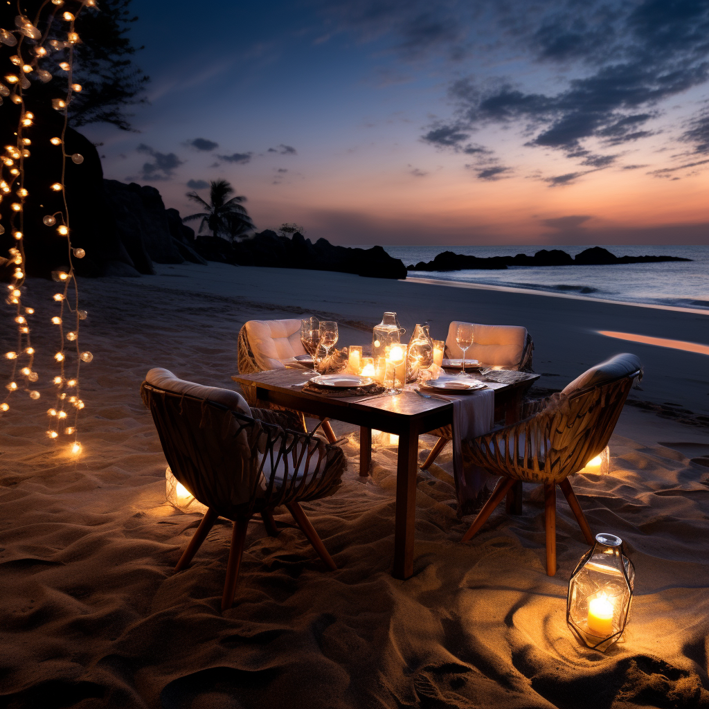 Dinner on Beach with Starry Sky or Sunset