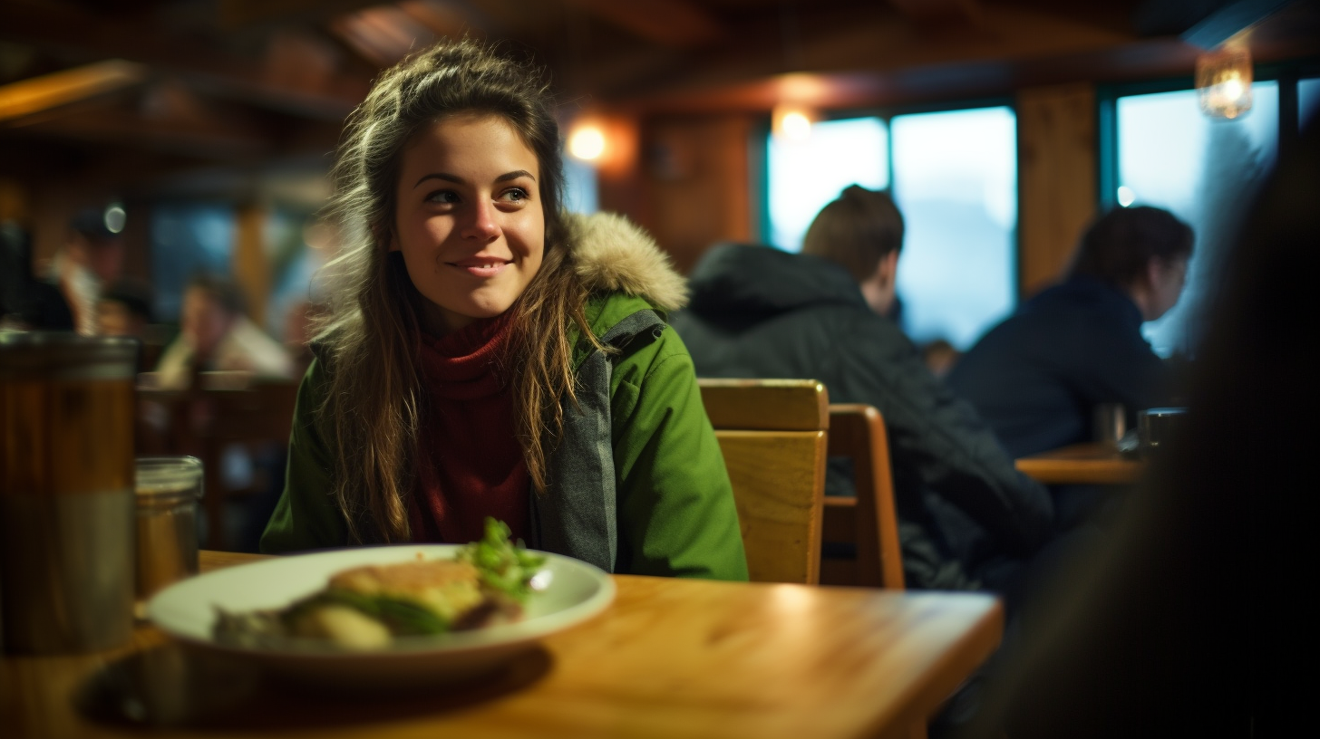 Green apple on dinner plate