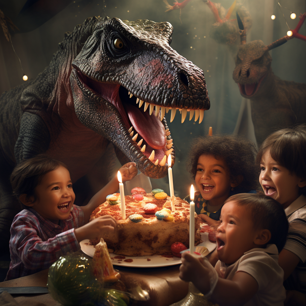 Children Celebrating Dinosaur Birthday