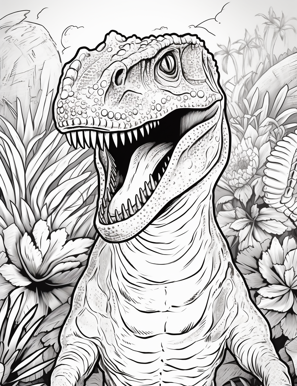 Coloring page with joyful celebration of nature