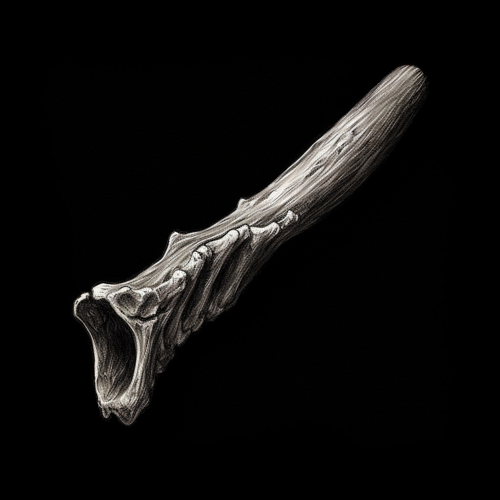 Dinosaur Femur Bone Sketch Dark Background