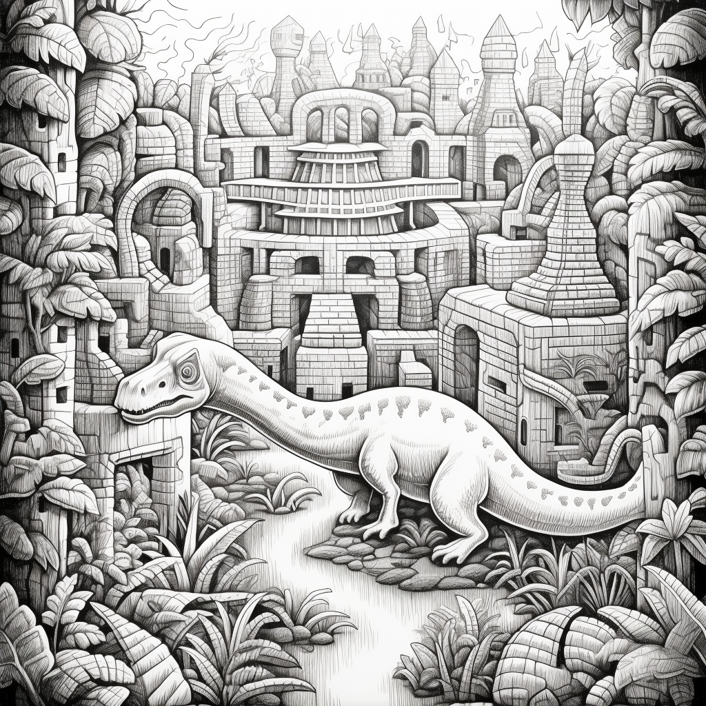 Dinosaur navigating through maze