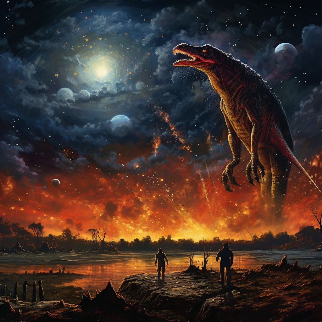 Illustration of Dinosaur Meteor Moment