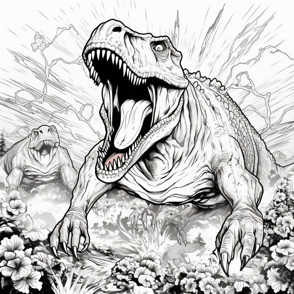 Coloring page of dinosaur extinction explosion