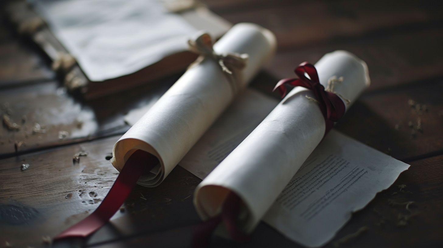 Close-up of Diploma on Table