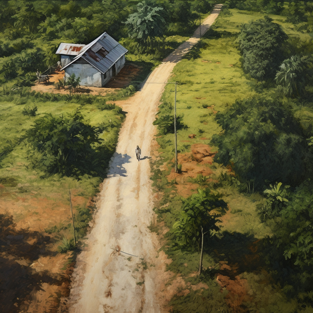 Beautiful aerial dirt road view