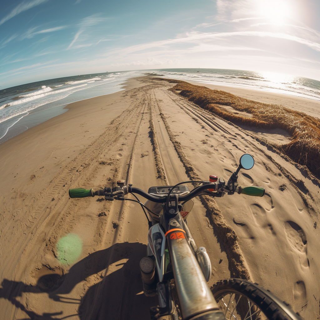 Adventurous dirtbike ride on the beach