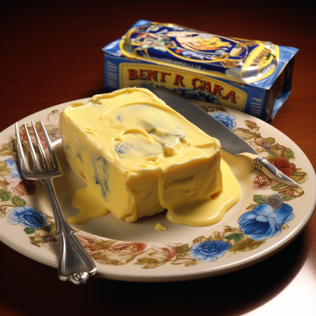 Box of dirty butter on a plate