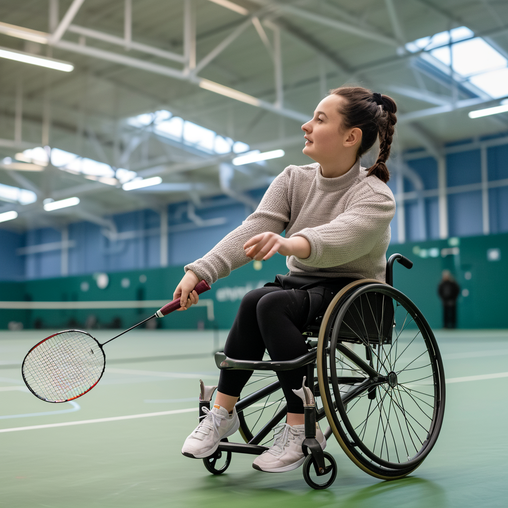 Disabled person playing badminton